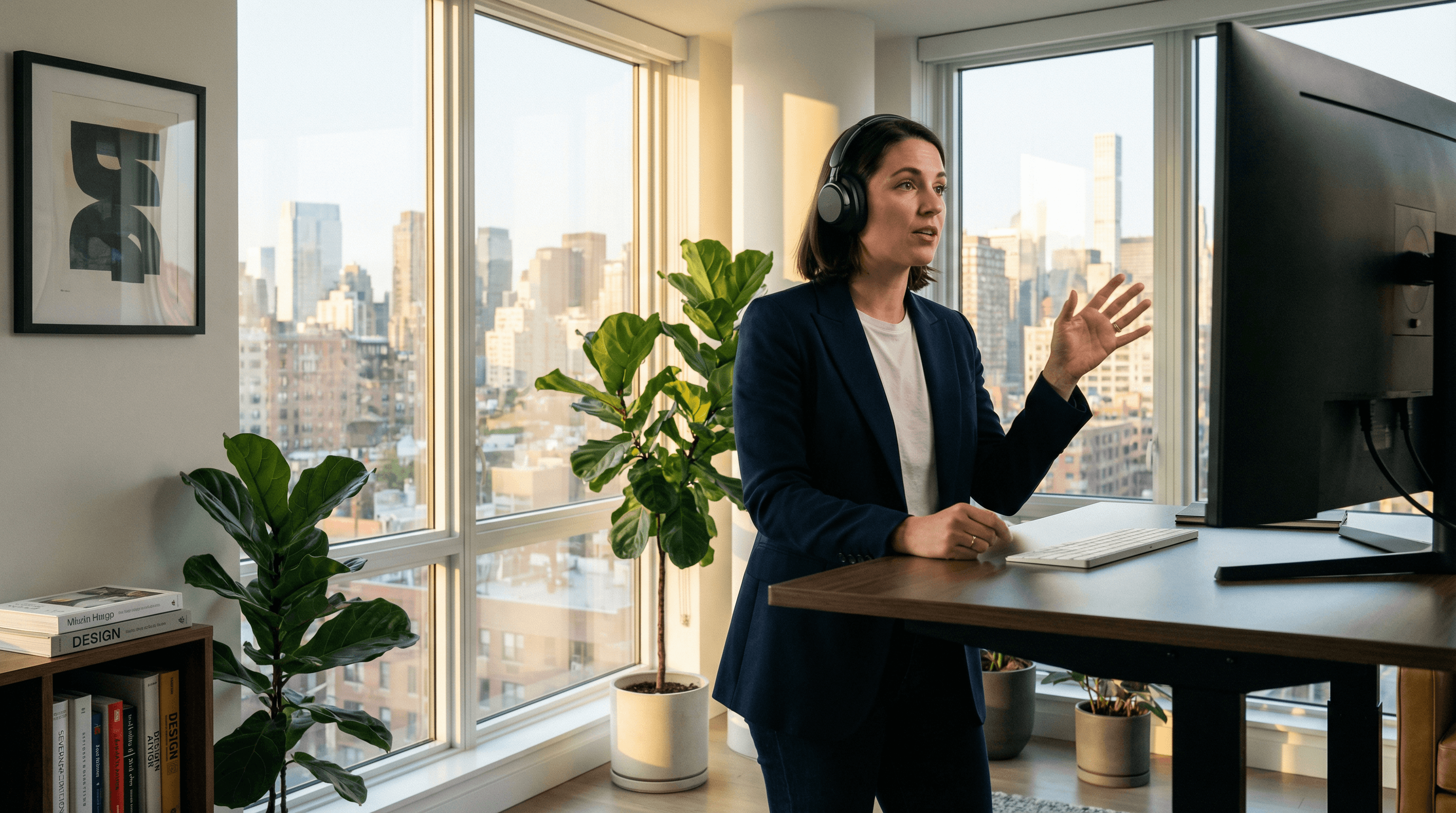 Career changer working remotely in sales role from home office