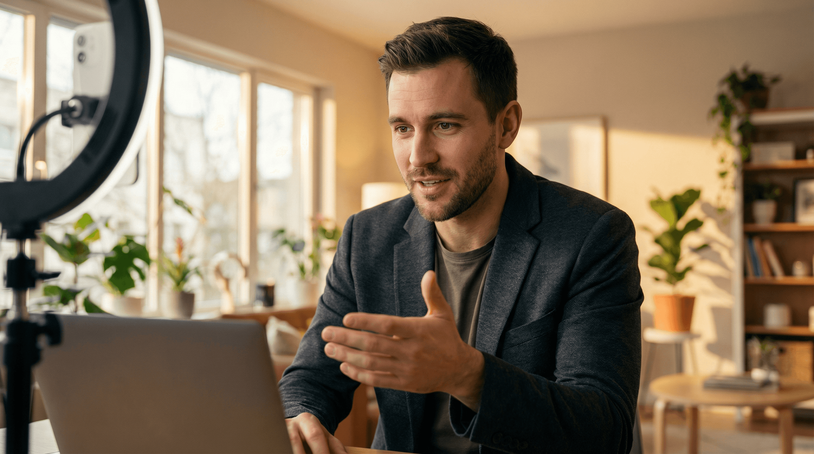 Sales professional on video call closing a high-ticket deal from home office