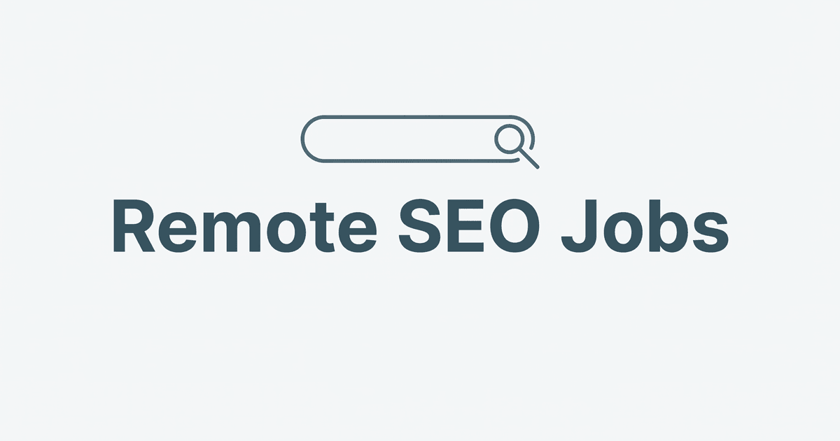 Minimal illustrated cover for the remote SEO jobs guide: a search bar graphic above the title Remote SEO Jobs on a light background