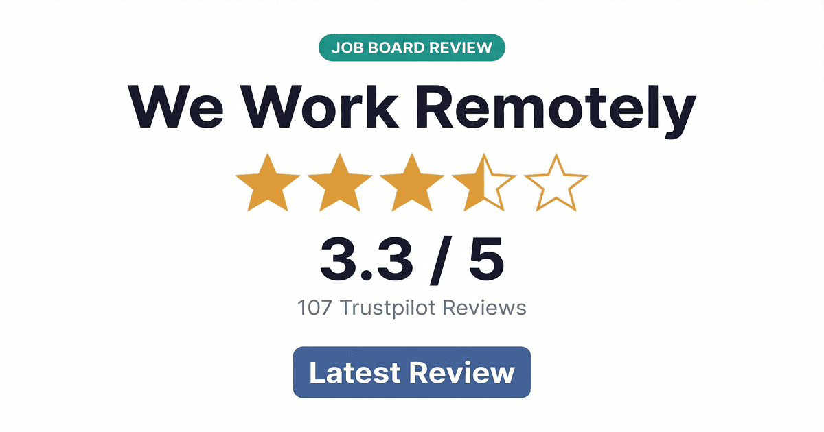 We Work Remotely review verdict badge on a light background