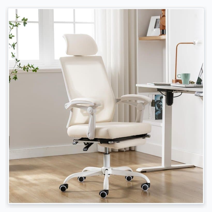 Ticova ergonomic office chair with adjustable lumbar support, 4D armrests, and mesh back for remote work
